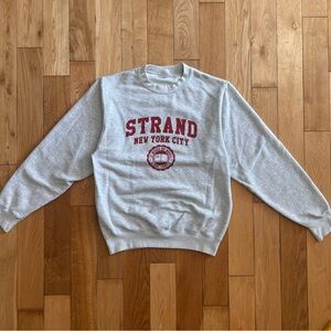 Strand Bookstore New York City Collegiate Crewneck Pullover Sweater Gray Small